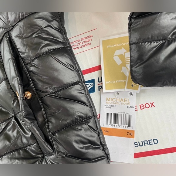 Girls Michael Kors Black Puffer Coat Winter Jacket 7/8 NWT - Picture 4 of 8